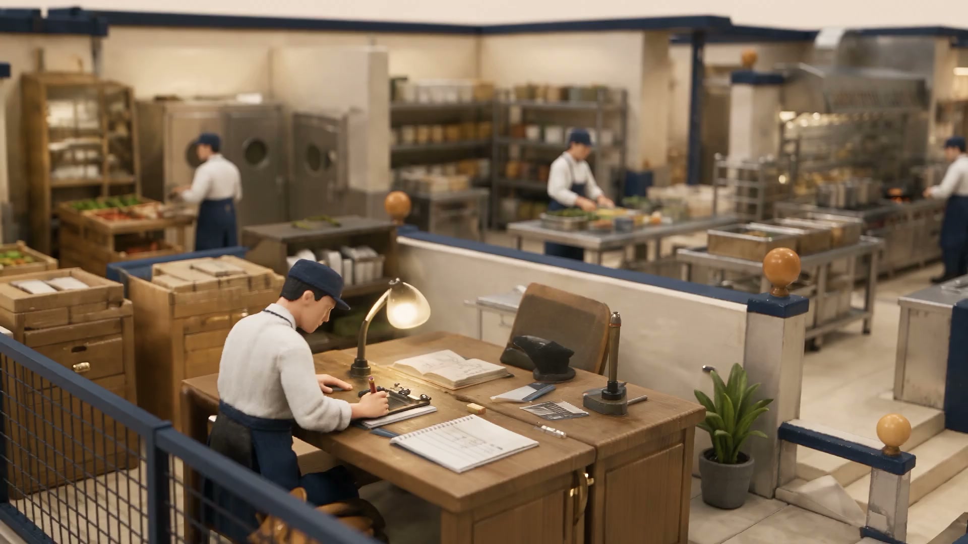 Institutional kitchen planning scene
